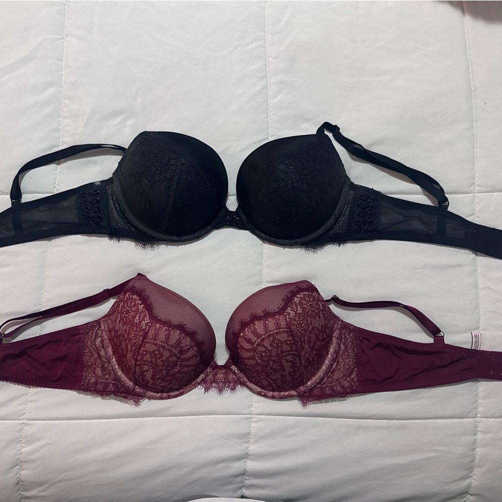 Victoria's Secret Lace Bras - Black and Burgundy